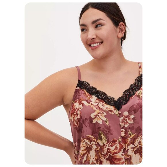 Torrid Chablis Floral Lace Trim Spaghetti Strap Cami Tank Top sz 2 - Picture 2 of 7